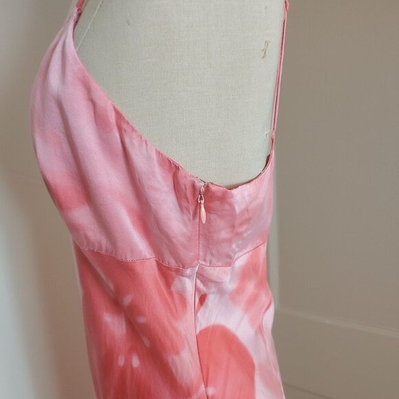 Vintage Silk Slip Sun Dress 90's Y2K Fairy Core Boho Sundress Tie Dye Going Out - Picture 4 of 11
